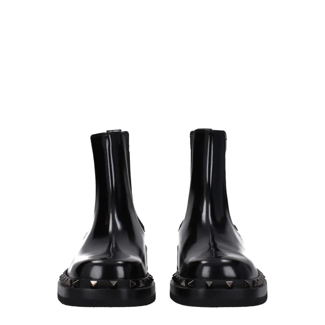 Valentino Garavani Black Leather Ankle Boots
