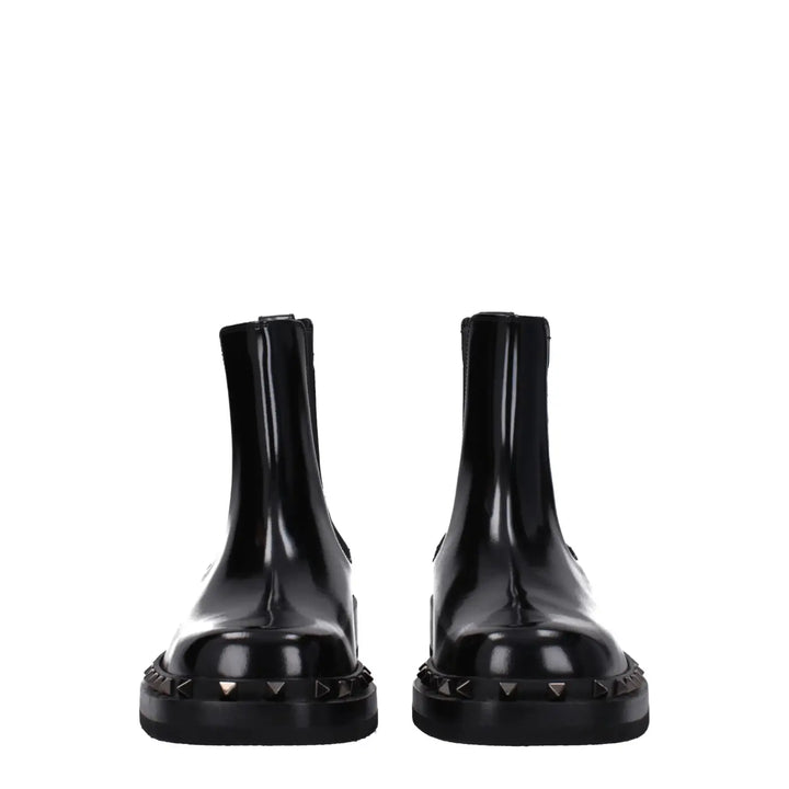 Valentino Garavani Black Leather Ankle Boots