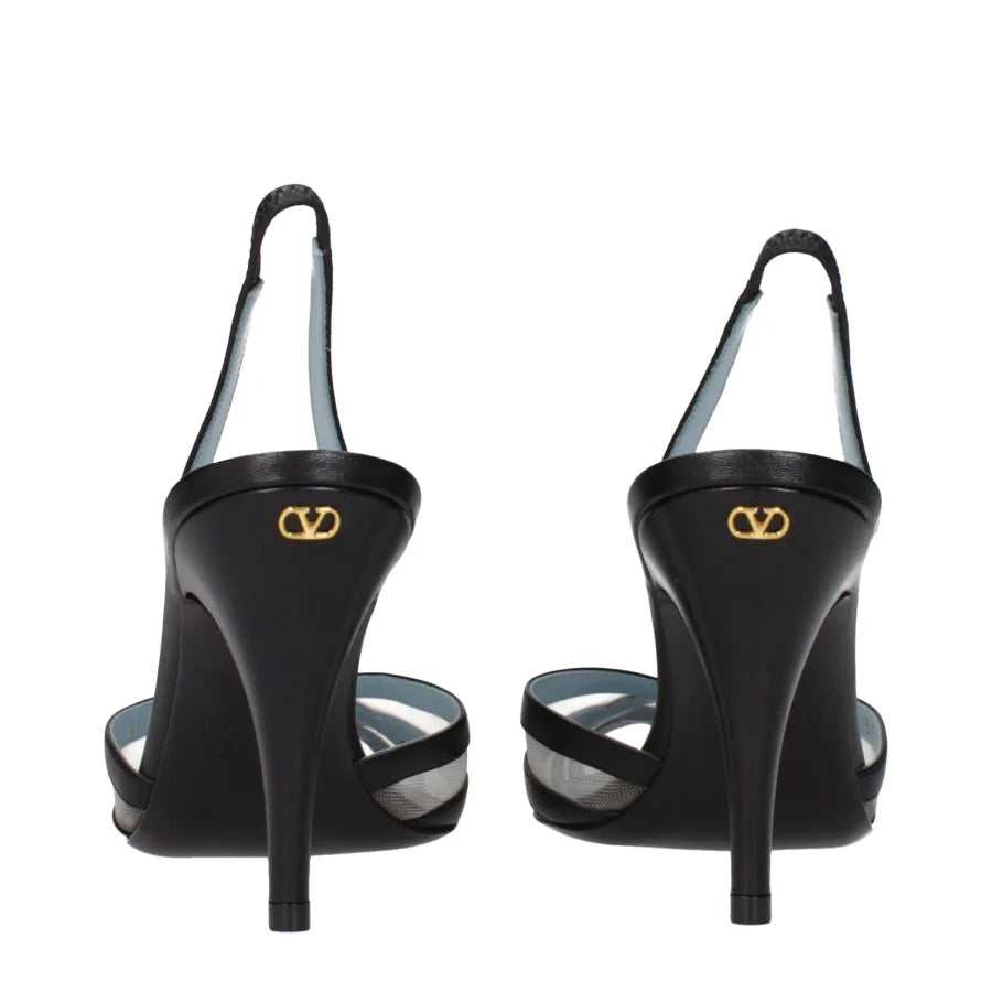 Valentino Garavani Black Leather High Heel Pumps