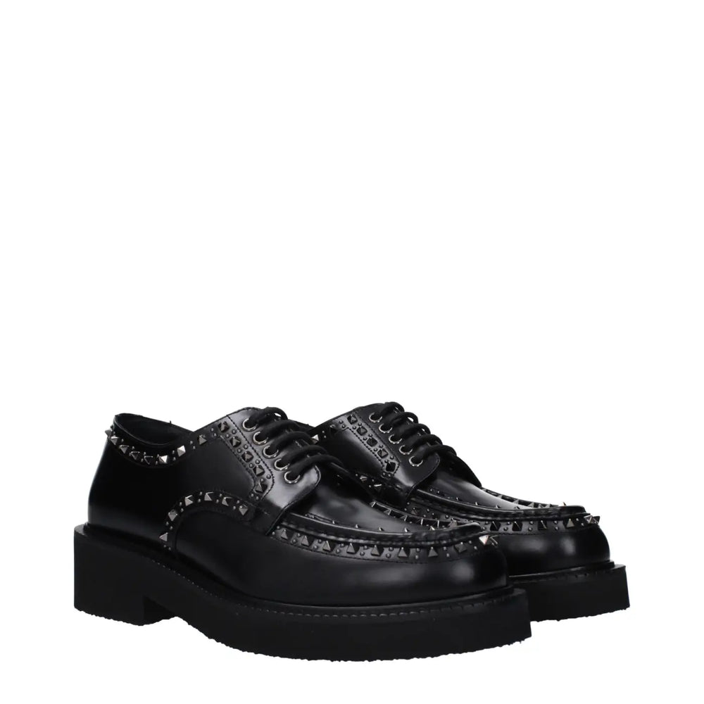Valentino Garavani Black Leather Oxfords and Derbies