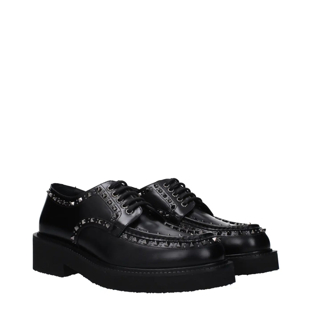 Valentino Garavani Black Leather Oxfords and Derbies