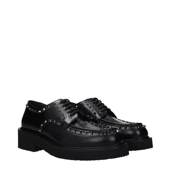 Valentino Garavani Black Leather Oxfords and Derbies