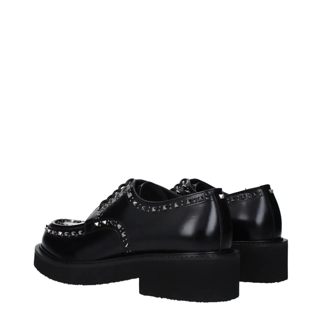 Valentino Garavani Black Leather Oxfords and Derbies