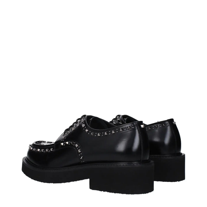Valentino Garavani Black Leather Oxfords and Derbies