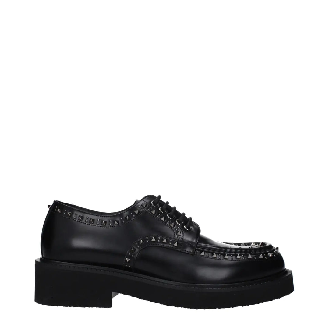 Valentino Garavani Black Leather Oxfords and Derbies