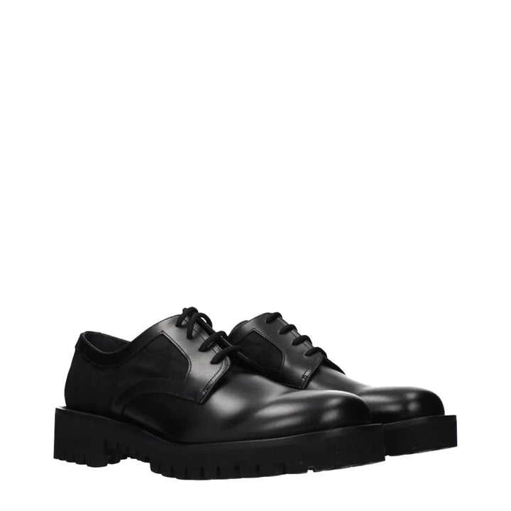 Valentino Garavani Black Leather Oxfords And Derbies