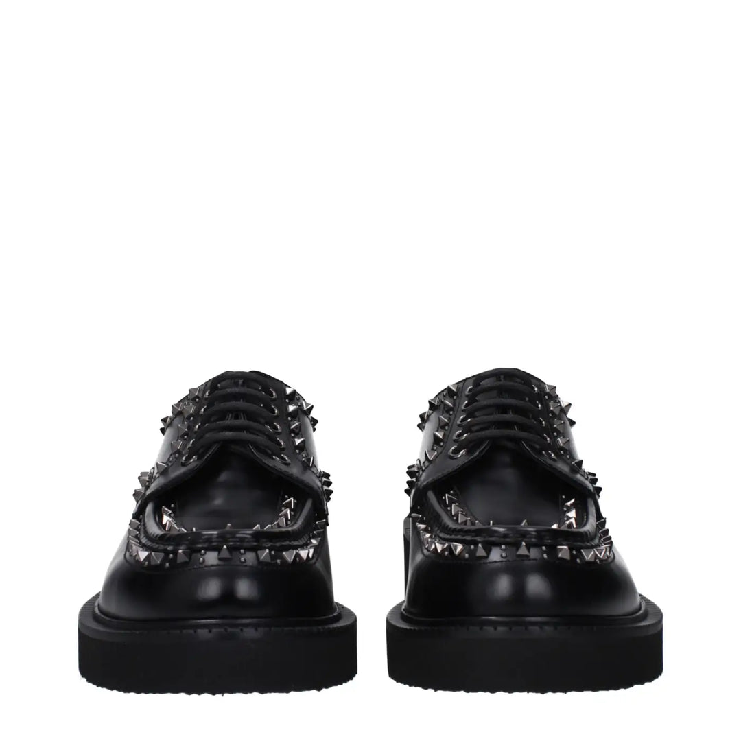 Valentino Garavani Black Leather Oxfords And Derbies