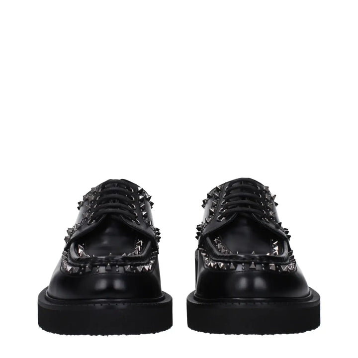 Valentino Garavani Black Leather Oxfords And Derbies