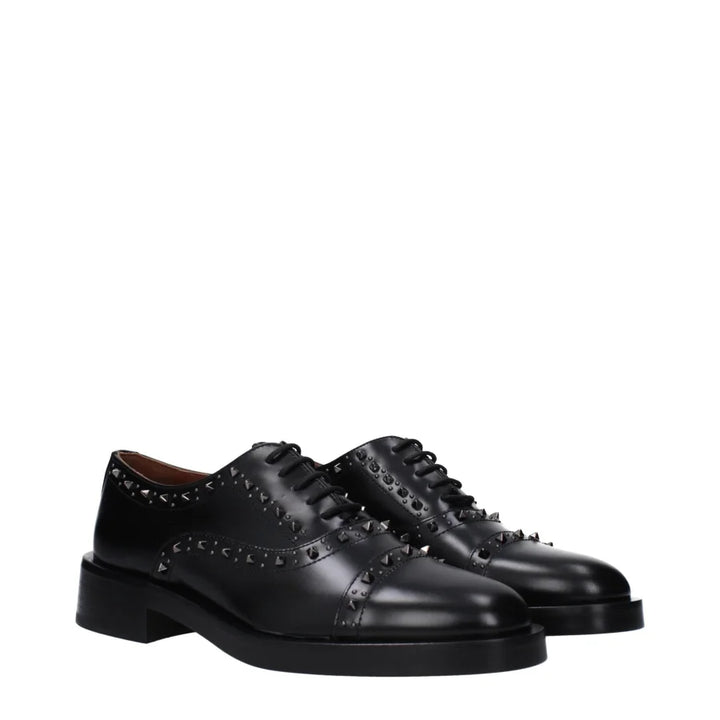 Valentino Garavani Black Leather Oxfords And Derbies
