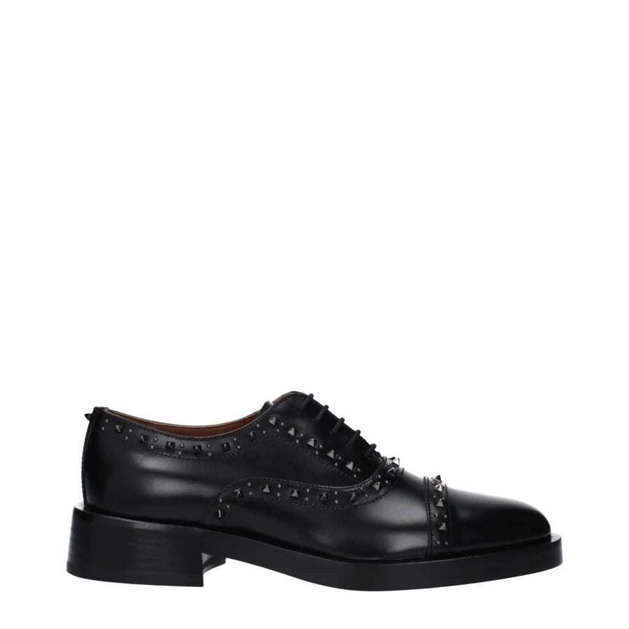 Valentino Garavani Black Leather Oxfords And Derbies