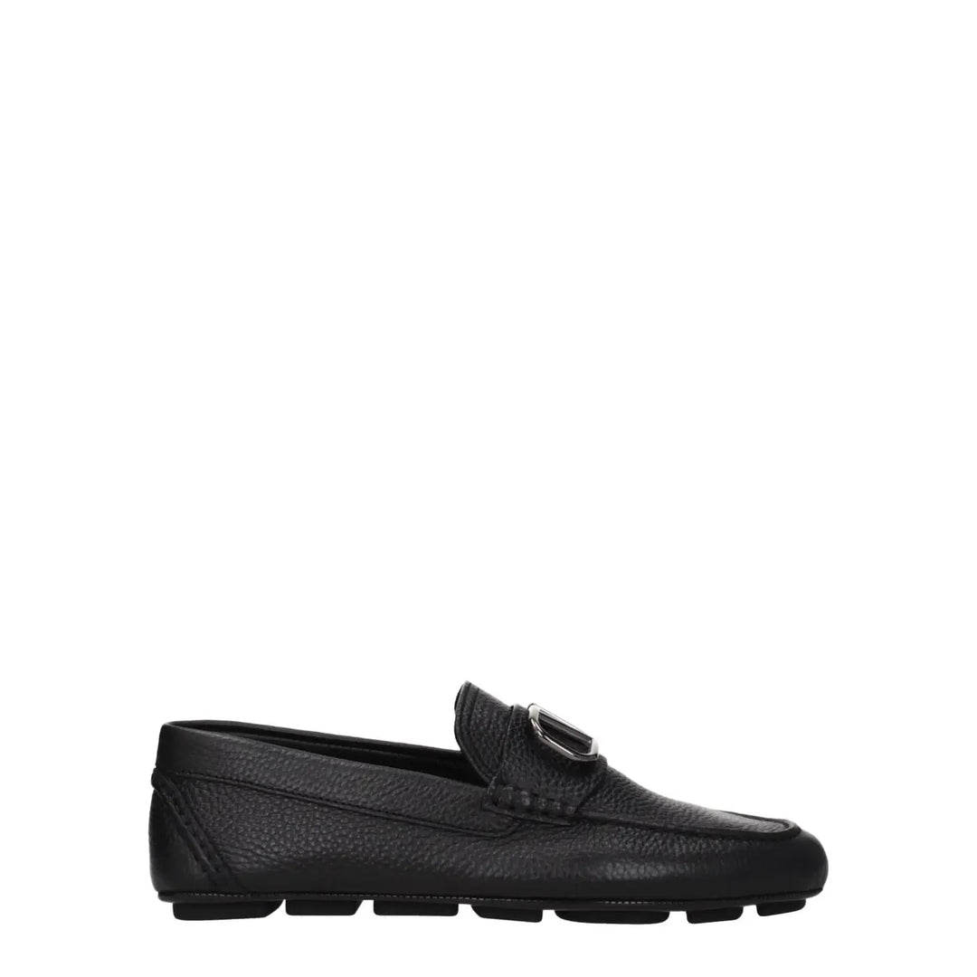 Valentino Garavani Black Leather Slip-On Loafers