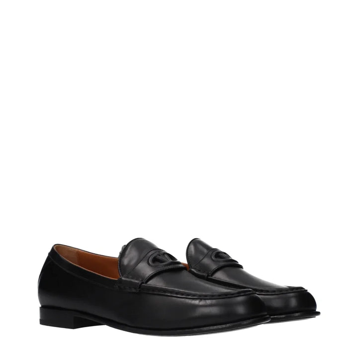 Valentino Garavani Black Leather Slip-On Loafers