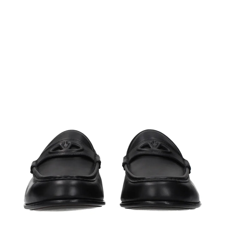Valentino Garavani Black Leather Slip-On Loafers