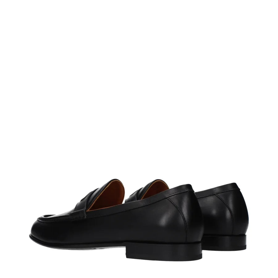 Valentino Garavani Black Leather Slip-On Loafers