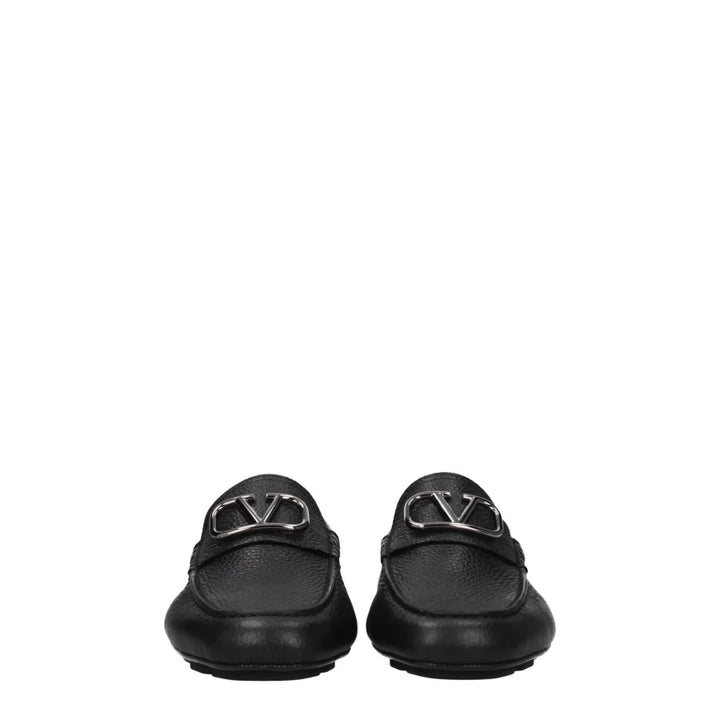 Valentino Garavani Black Leather Slip-On Loafers
