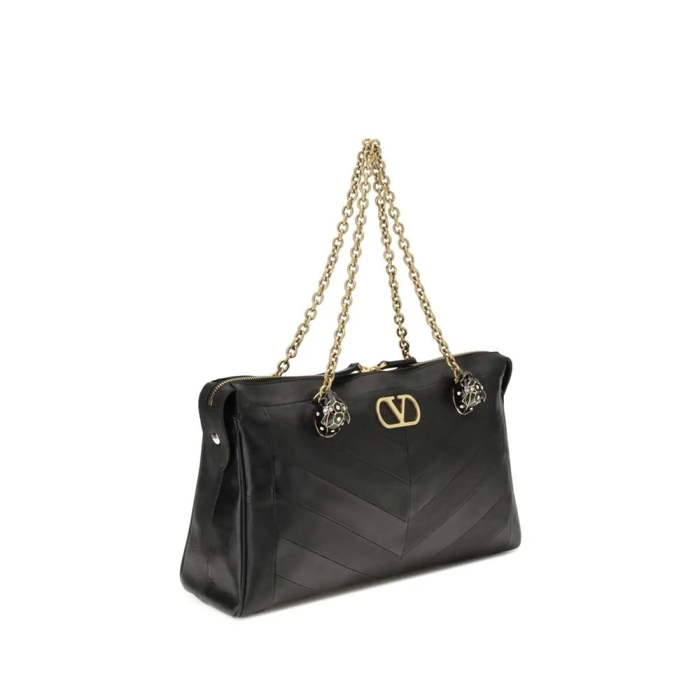 Valentino Garavani Black Napa Leather / Calf Bos Taurus Shoulder Bag
