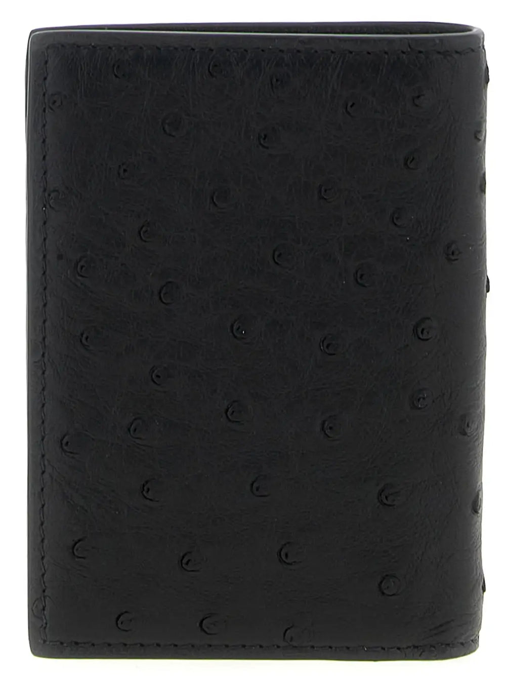 Valentino Garavani Black Ostrich Skin Cardholder
