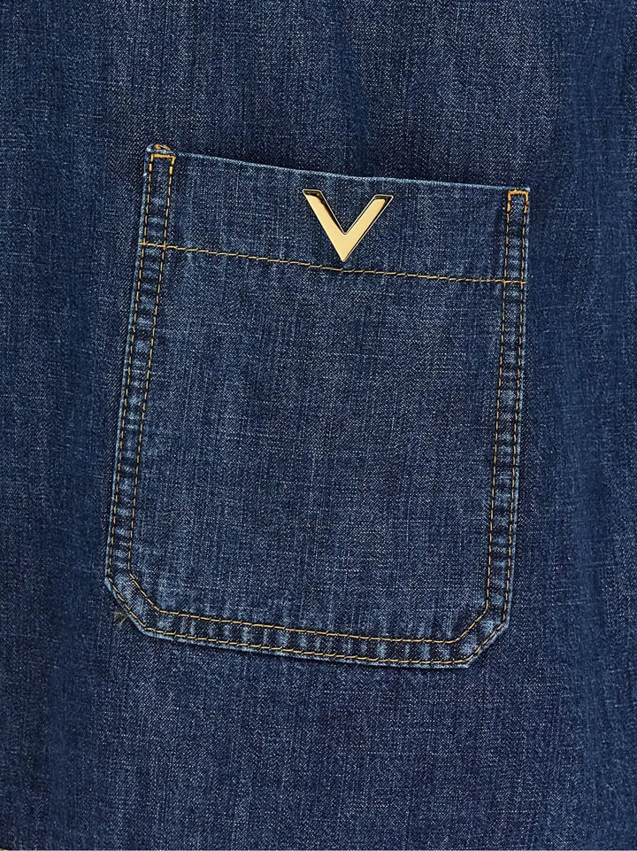 Valentino Garavani Blue Cotton Blouse