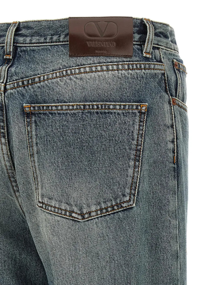 Valentino Garavani Blue Cotton Straight-leg Jeans