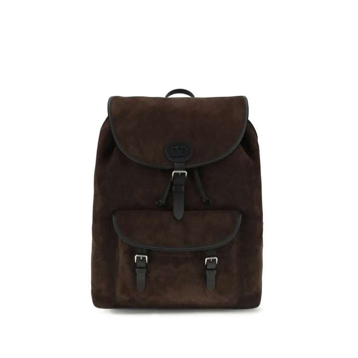 Valentino Garavani Brown Calf Leather Bos Taurus Backpack