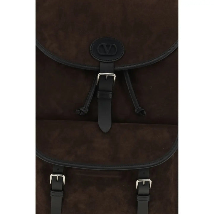 Valentino Garavani Brown Calf Leather Bos Taurus Backpack