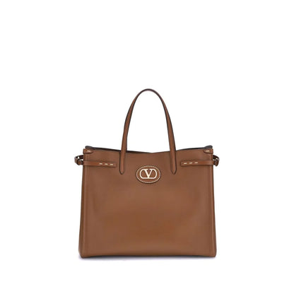Valentino Garavani Brown Calf Leather Bos Taurus Shoulder Bag