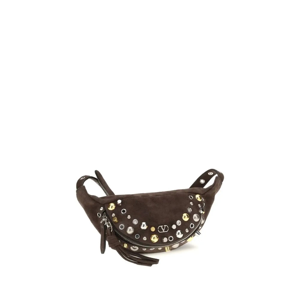Valentino Garavani Brown Calf Leather Bos Taurus Shoulder Bag