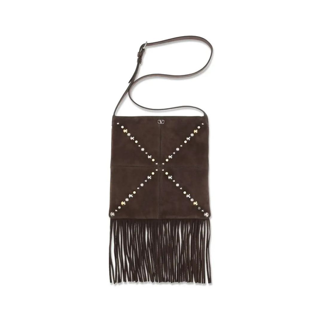 Valentino Garavani Brown Calf Leather Bos Taurus Shoulder Bag
