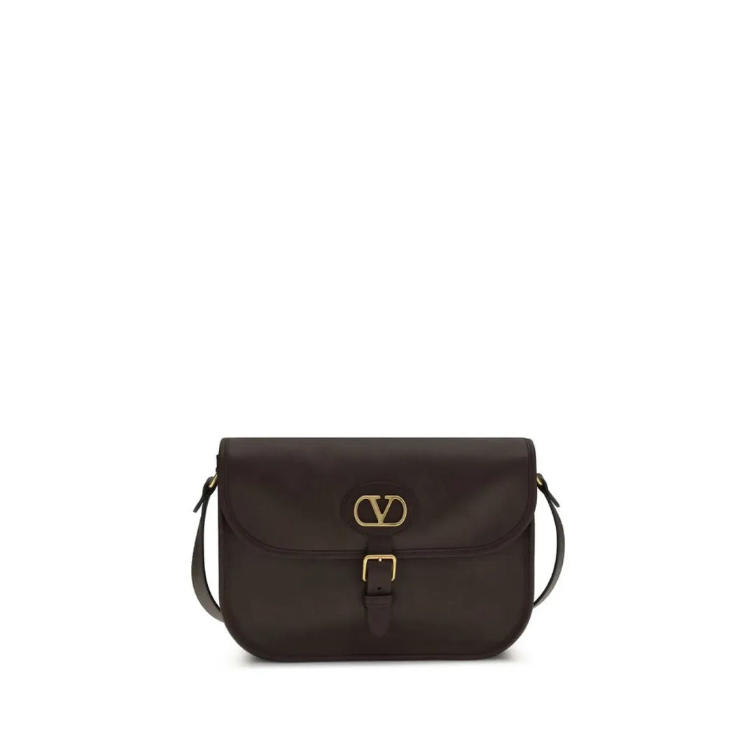 Valentino Garavani Brown Calf Leather Bos Taurus Shoulder Bag
