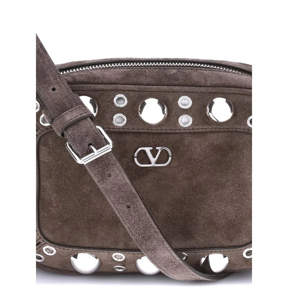 Valentino Garavani Brown Calf Leather Bos Taurus Shoulder Bag