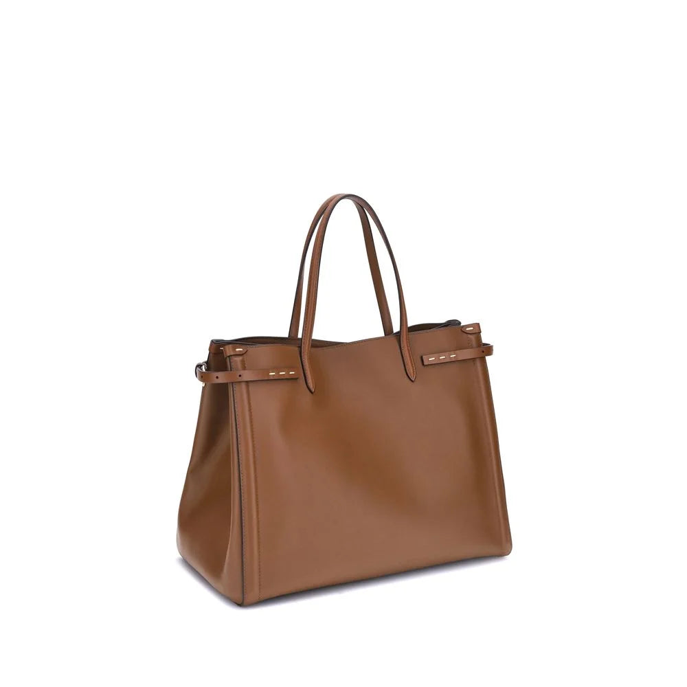 Valentino Garavani Brown Calf Leather Bos Taurus Shoulder Bag