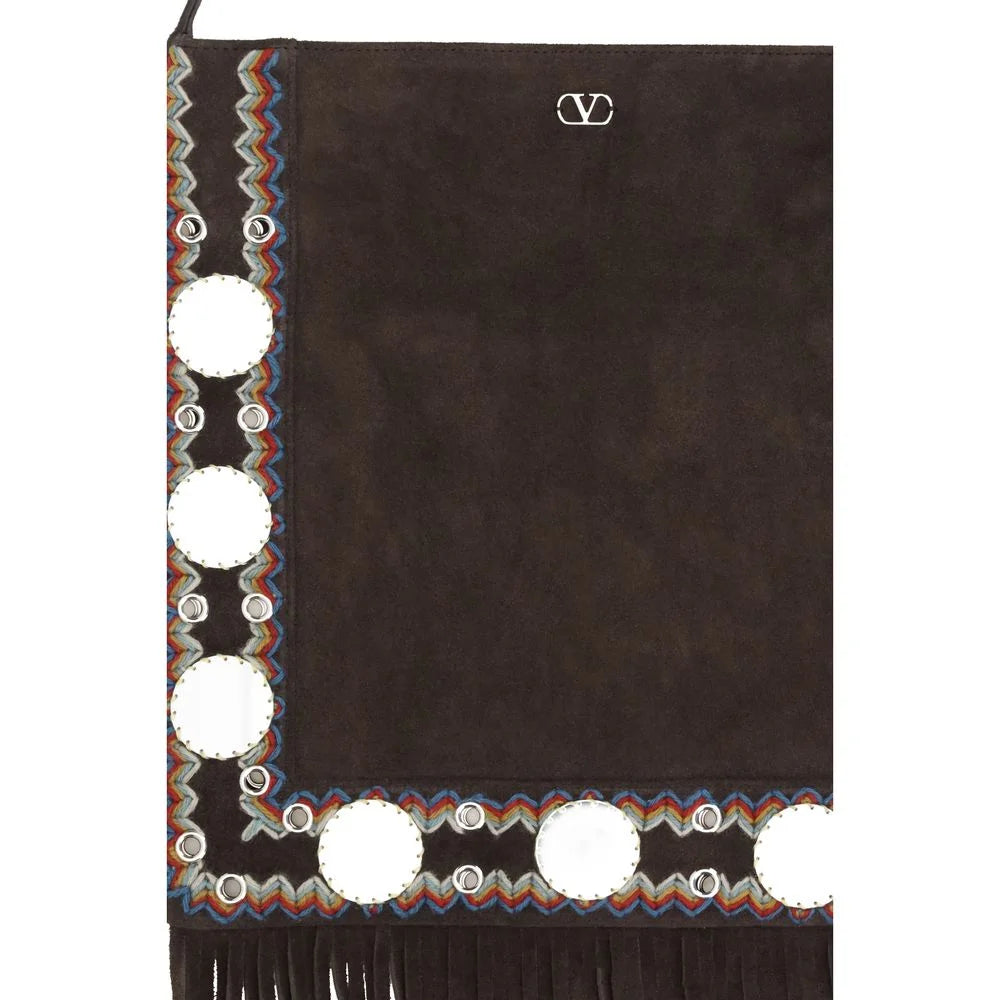 Valentino Garavani Brown Calf Leather Bos Taurus Shoulder Bag