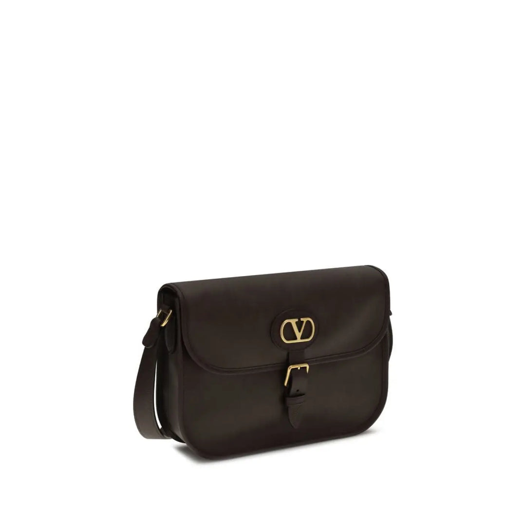 Valentino Garavani Brown Calf Leather Bos Taurus Shoulder Bag