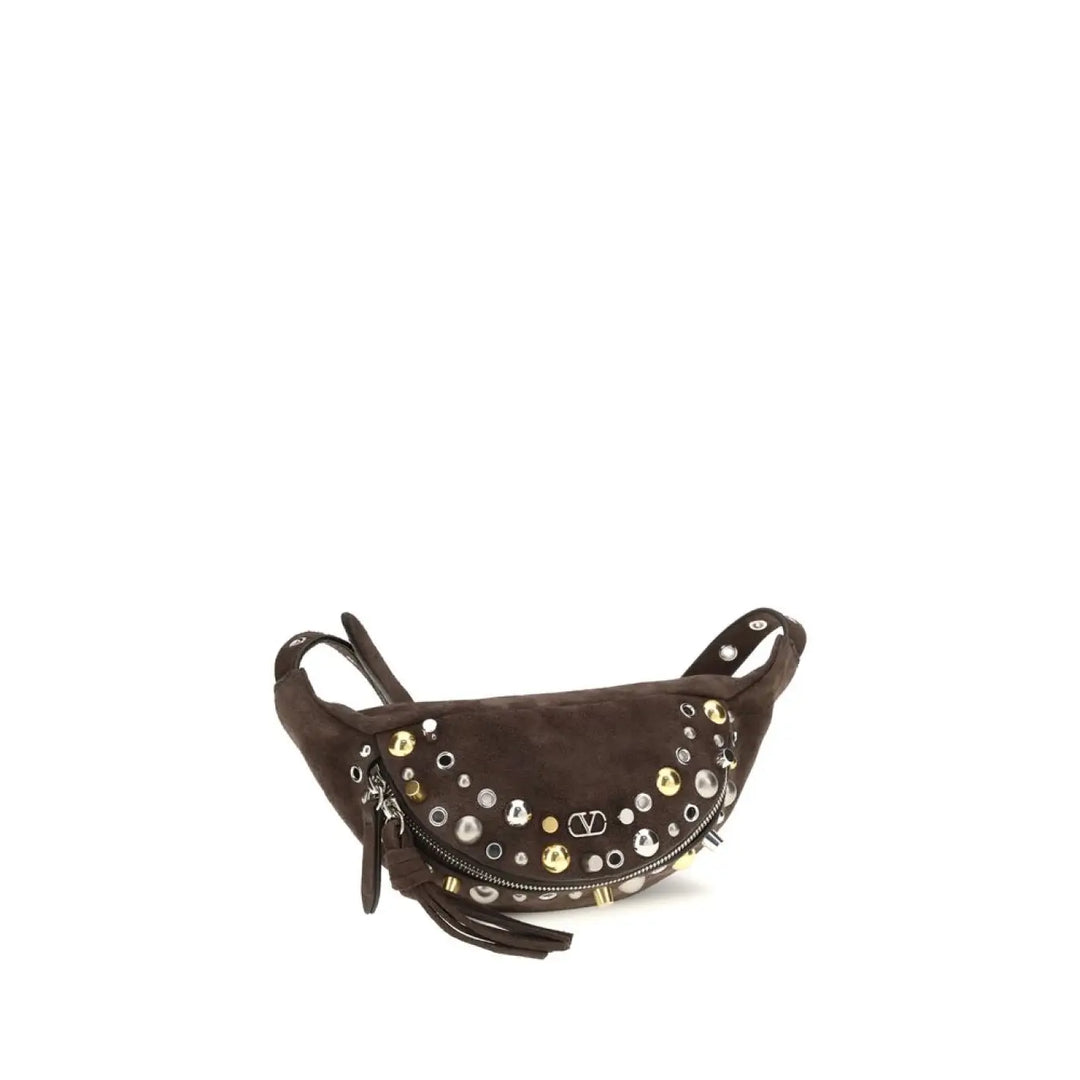 Valentino Garavani Brown Calf Leather Bos Taurus Shoulder Bag