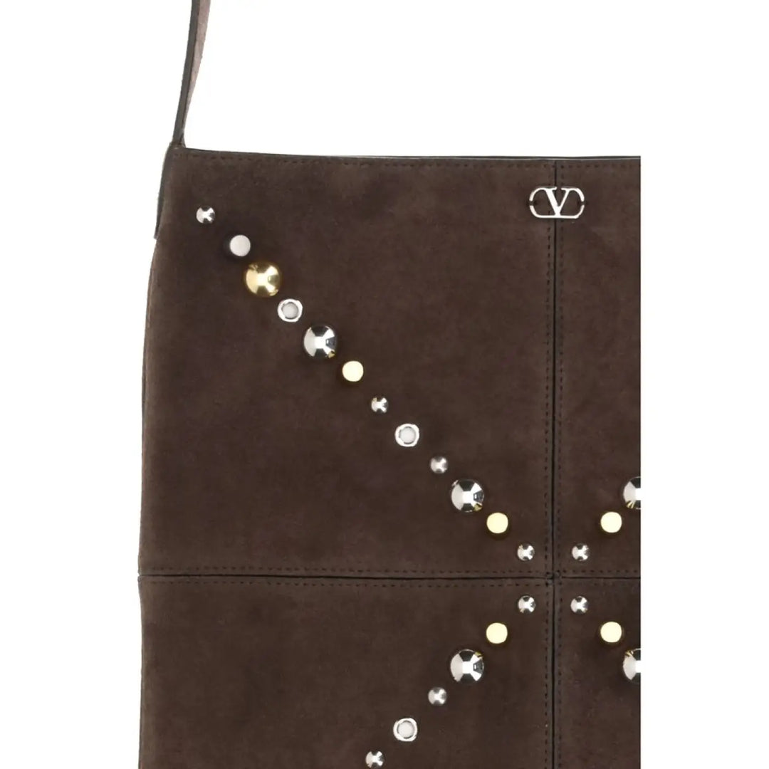 Valentino Garavani Brown Calf Leather Bos Taurus Shoulder Bag