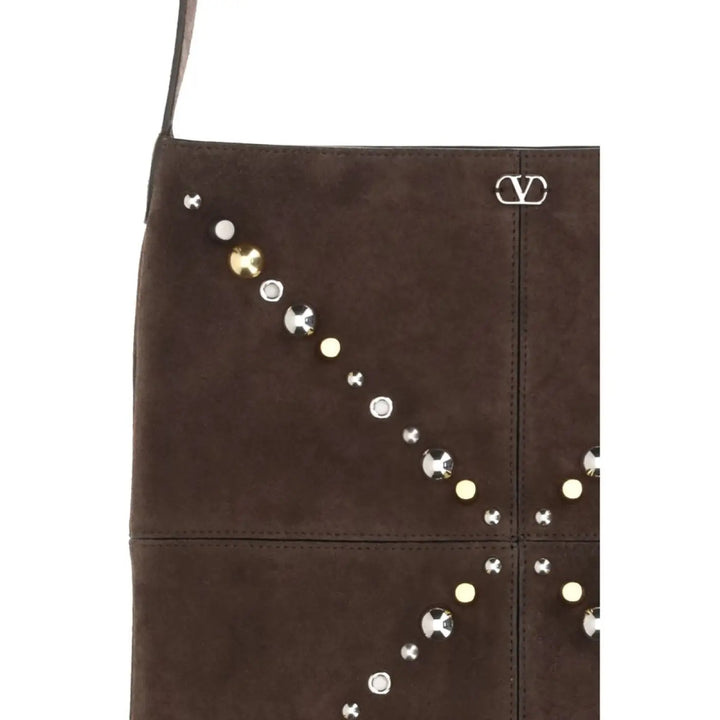 Valentino Garavani Brown Calf Leather Bos Taurus Shoulder Bag