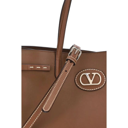 Valentino Garavani Brown Calf Leather Bos Taurus Shoulder Bag