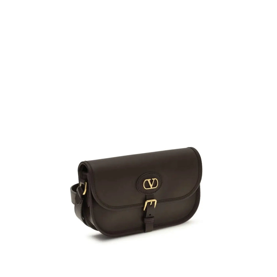 Valentino Garavani Brown Calf Leather Bos Taurus Shoulder Bag