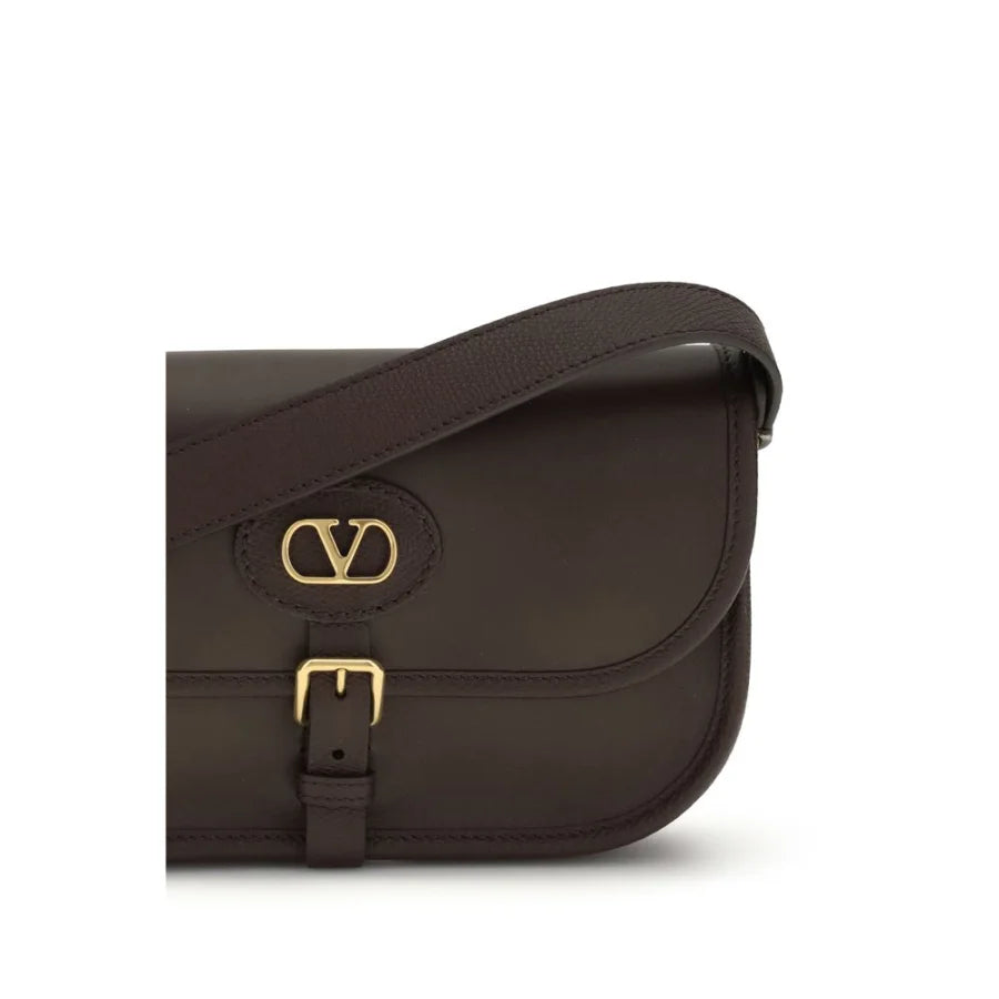 Valentino Garavani Brown Calf Leather Bos Taurus Shoulder Bag