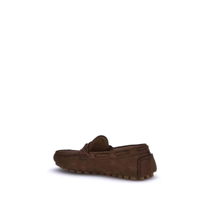 Valentino Garavani Brown Calf Leather Bos Taurus Slip-On Loafers