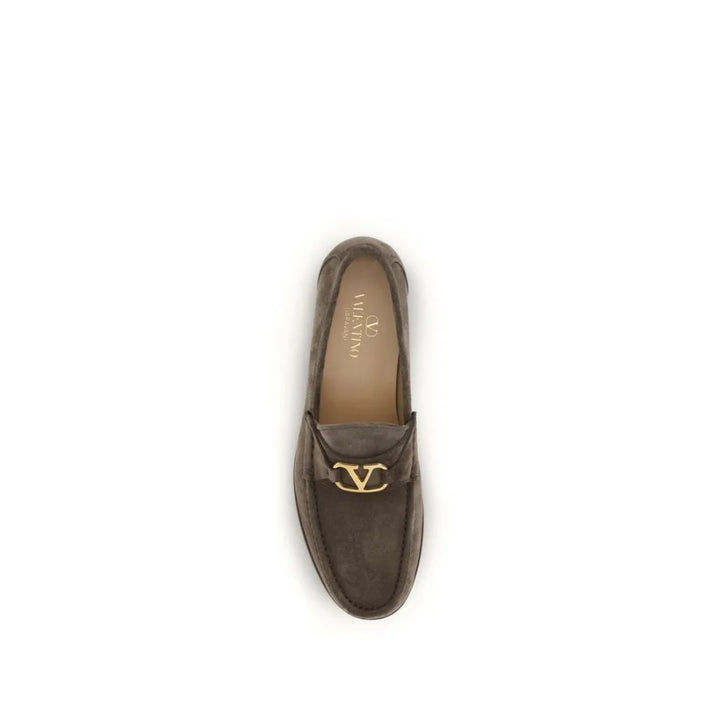 Valentino Garavani Brown Calf Leather Bos Taurus Slip-On Loafers