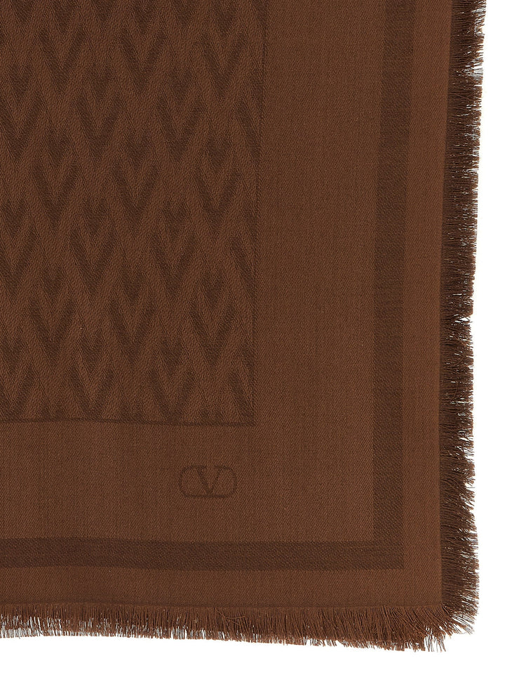 Valentino Garavani Brown Silk Scarf