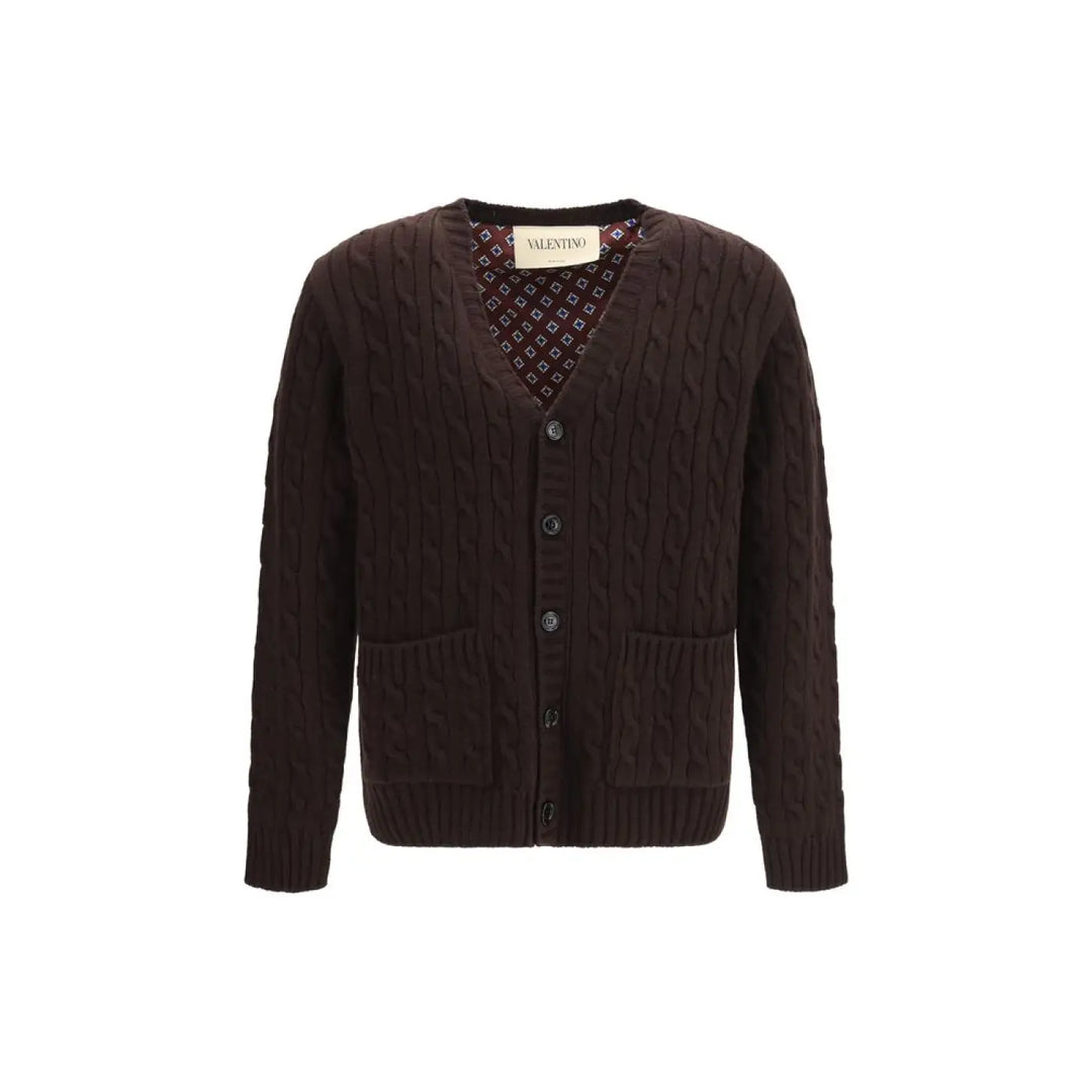 Valentino Garavani Brown Wool Oves Aries Cardigan