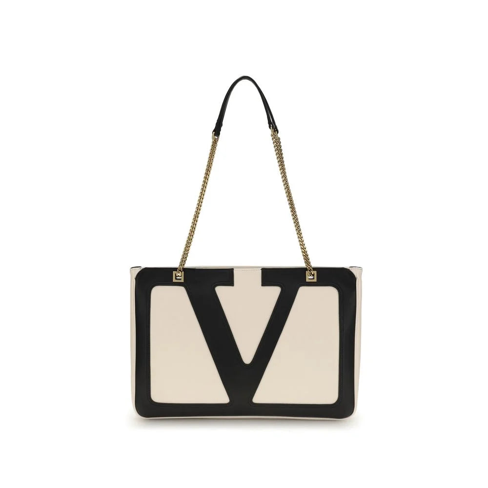 Valentino Garavani Cream Calf Leather Bos Taurus Shoulder Bag