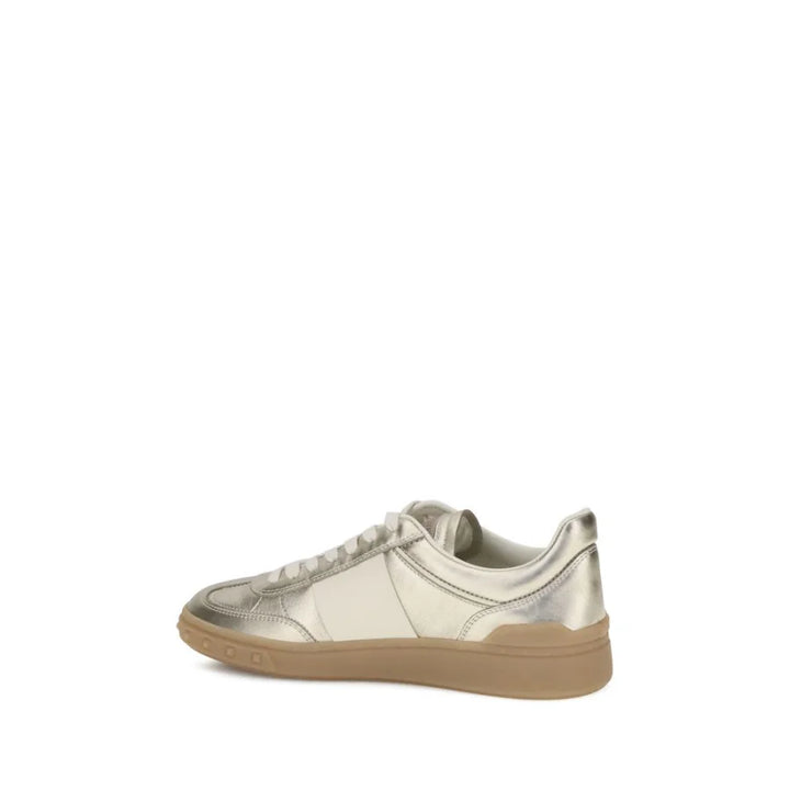 Valentino Garavani Gold Calf Leather Bos Taurus Low Top Sneakers