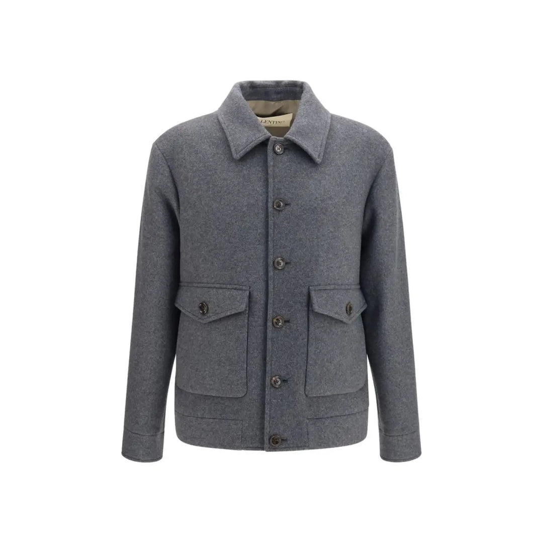 Valentino Garavani Gray Wool Oves Aries Full-length Jacket