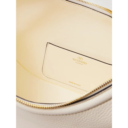 Valentino Garavani Ivory Leather Small Hobo VLogo Shoulder Bag