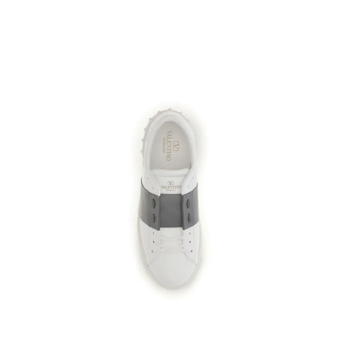 Valentino Garavani Silver Calf Leather Bos Taurus Low Top Sneakers