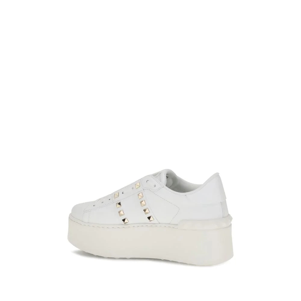 Valentino Garavani White Calf Leather Bos Taurus Platform Sneakers