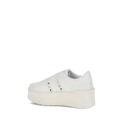 Valentino Garavani White Calf Leather Bos Taurus Platform Sneakers